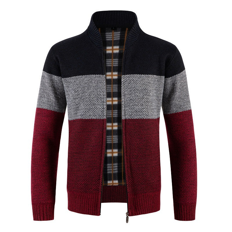 Men's cardigan with modern zipper and textured pattern Skorter