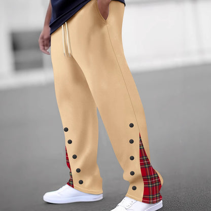 Men's Sporty Jogging Pants with Contrasting Snap Buttons and Breathable Fabric Skorter