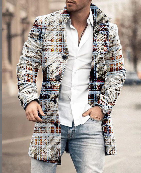 Men's wool coat in modern check design with tailored fit Skorter