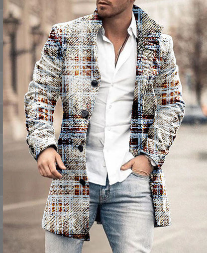 Men's wool coat in modern check design with tailored fit Skorter