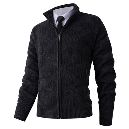 Men's cardigan with textured pattern and high collar Skorter