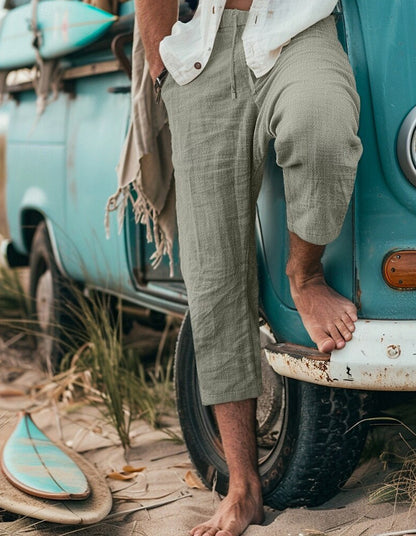 Men's Chino Pants with Casual Cut and Elastic Waistband Skorter