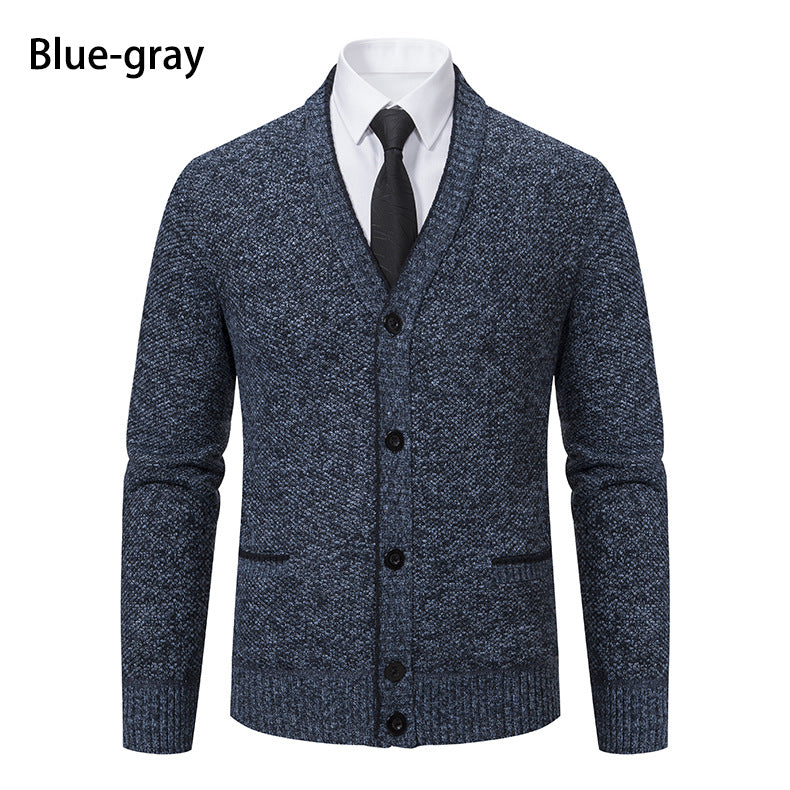 Men's cardigan with V-neck and elegant details Skorter