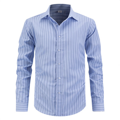 Men's stylish long-sleeved shirt with fine striped pattern and comfortable fit Skorter