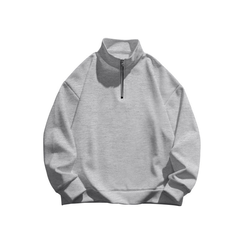 Men's stylish fleece pullover with high stand-up collar and zipper Skorter