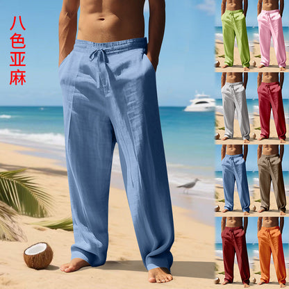 Men's airy beach pants with elastic waistband and side pockets Skorter