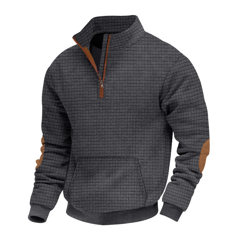 Men's stylish fleece pullover with stand-up collar and practical zipper Skorter