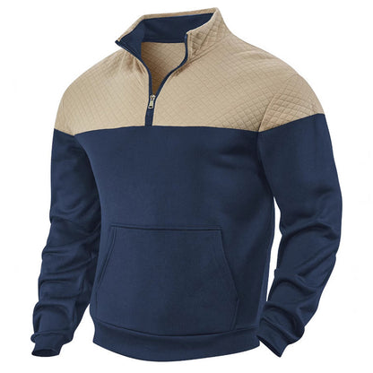 Men's sporty stand-up collar pullover with zipper and textured upper material Skorter