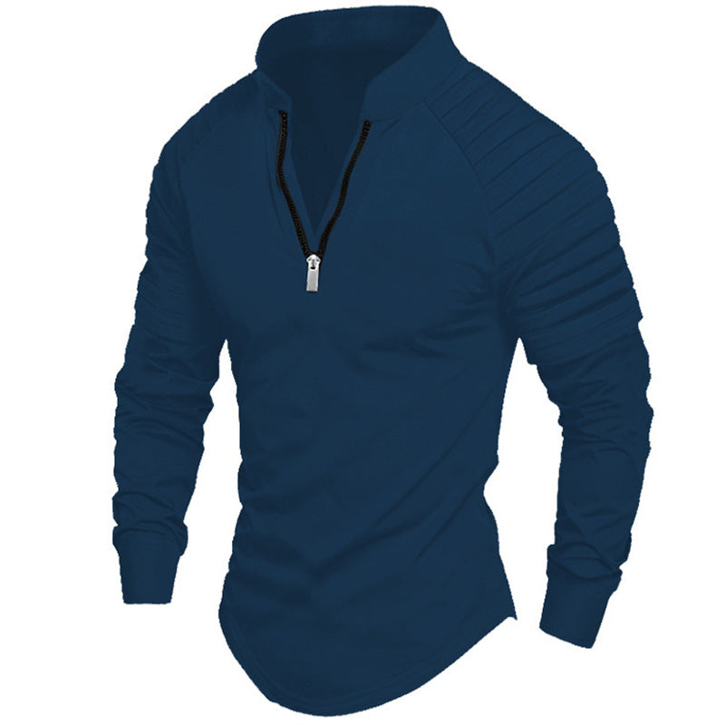 Men's sporty long-sleeve shirt with stand-up collar and zipper Skorter