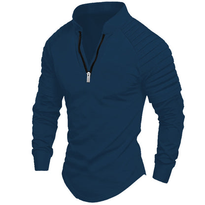 Men's sporty long-sleeve shirt with stand-up collar and zipper Skorter