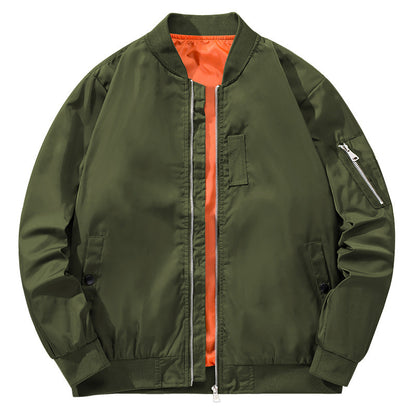 Men's Bomber Jacket with Side Zip Pockets and Elastic Cuffs Skorter
