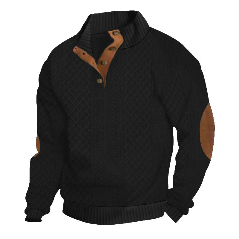 Men's sweatshirt with textured knit pattern and leather details Skorter