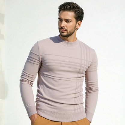 Men's sweater with modern textured design and high collar Skorter