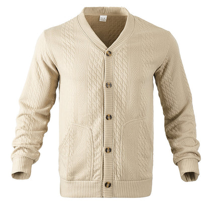 Men's cardigan with modern honeycomb pattern and practical pockets Skorter
