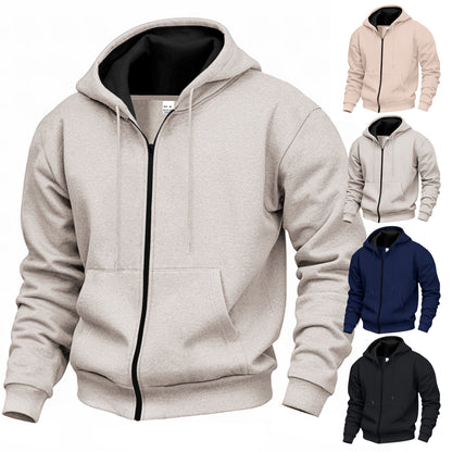 Men's Premium Hooded Jacket with Full Zipper and Soft Fleece Lining Skorter