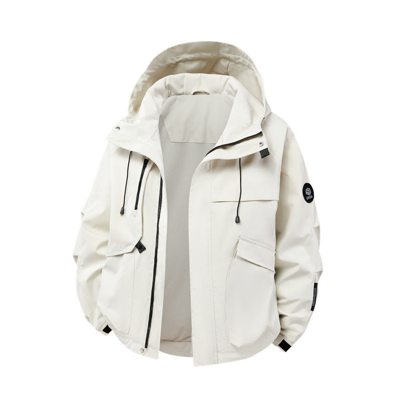 Men's technical outdoor jacket with waterproof material and numerous zippered pockets Skorter