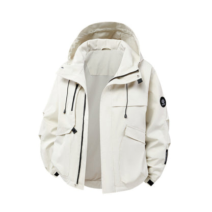 Men's technical outdoor jacket with waterproof material and numerous zippered pockets Skorter