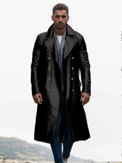 Men Elegant and Timeless Trench Coat with Double Button Placket Skorter