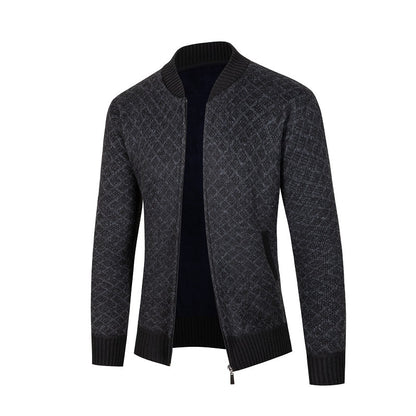 Men's cardigan with modern diamond pattern and zipper Skorter