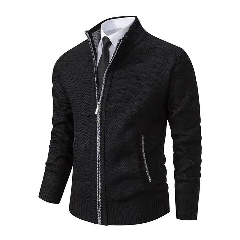 Men's stylish cardigan with high collar and elegant contrast details Skorter