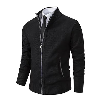 Men's stylish cardigan with high collar and elegant contrast details Skorter
