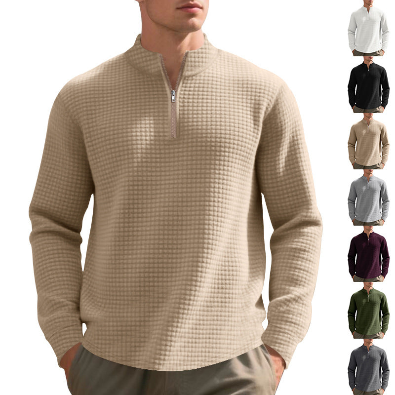 Men's sweater with high collar and practical zip opening Skorter