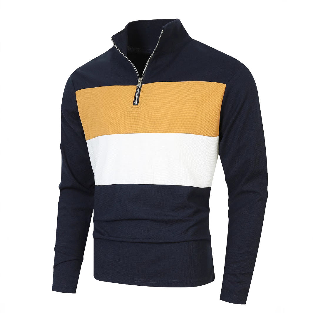 Men's sporty pullover with stand-up collar and deep zipper Skorter