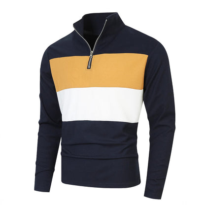 Men's sporty pullover with stand-up collar and deep zipper Skorter