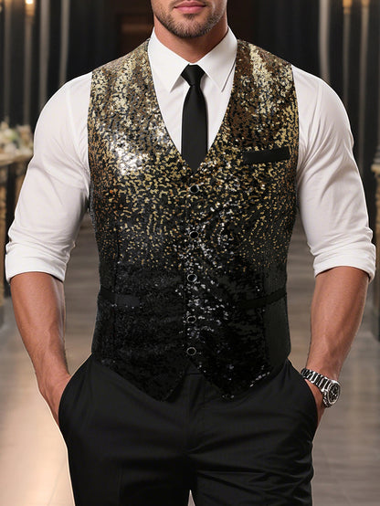 Men's Shimmering Sequin Vest Skorter