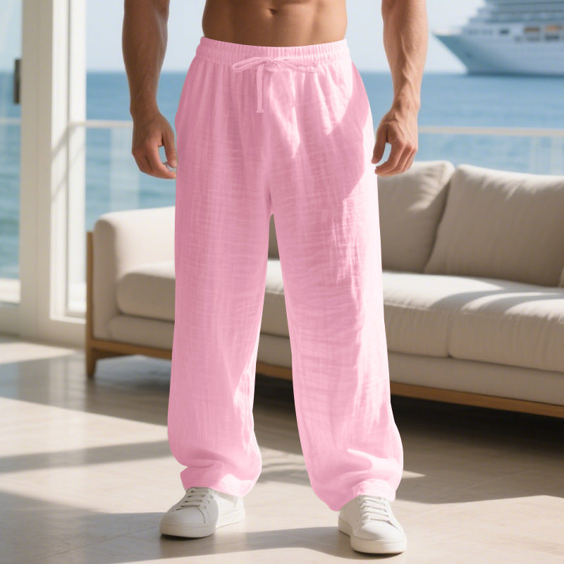 Men's airy beach pants with elastic waistband and side pockets Skorter