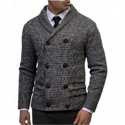Men's stylish knitted sweater with double button closure and textured design Skorter