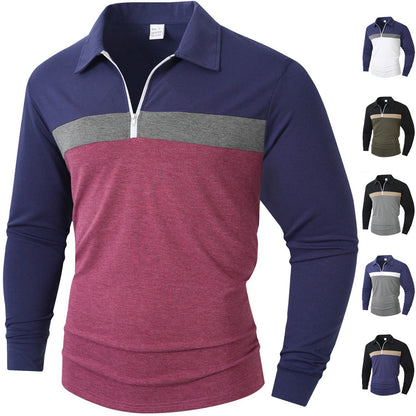 Men's Sporty Long Sleeve Shirt with Zipper Skorter