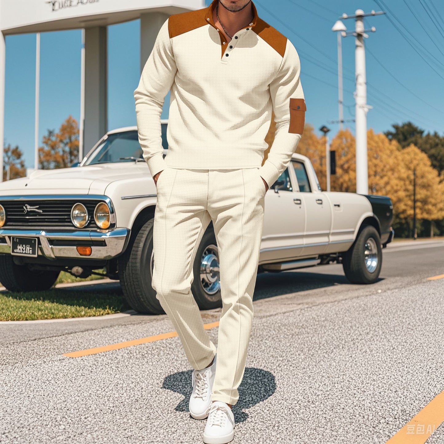 Men's Sporty Zip Set with Fashionable Accents and Structured Processing Skorter