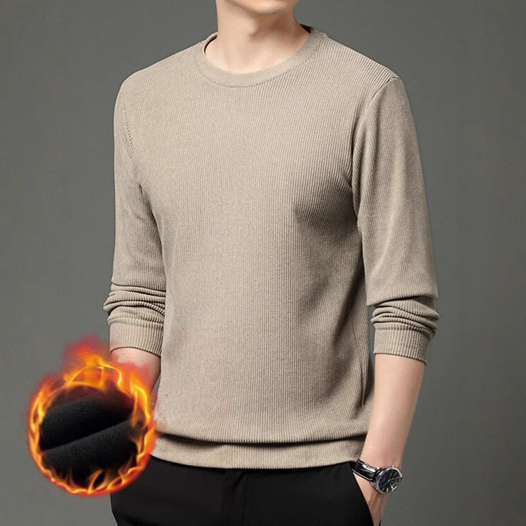 Herrtröja med fin struktur och rund halsringning, Skorter