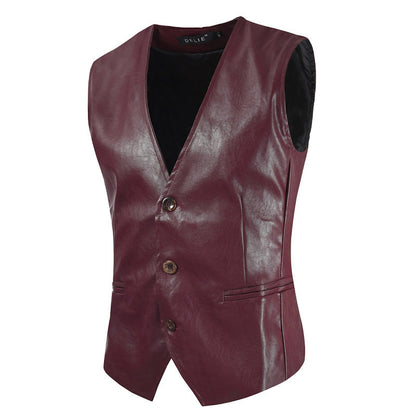 Men's stylish sleeveless leather vest Skorter