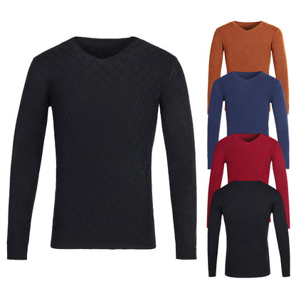 Men's V-neck sweater with textured pattern Skorter