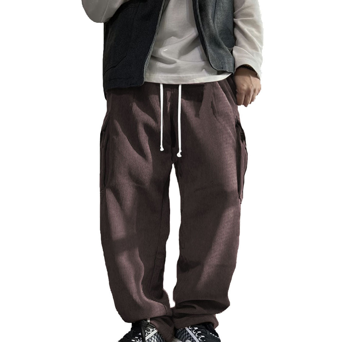 Men's Stylish Cargo Pants with Side Pockets and Elastic Waistband Skorter