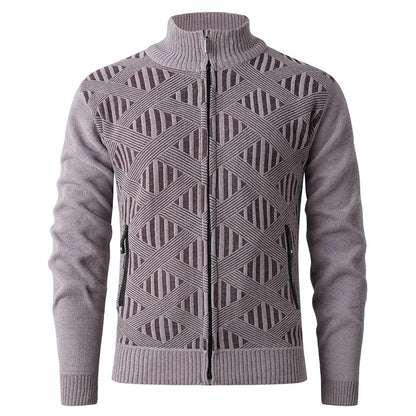 Men's cardigan with textured design and modern zipper Skorter