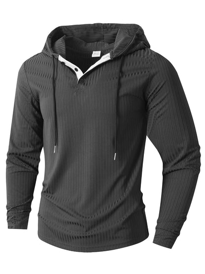 Herrtröja med lång ärm och texturerad yta, sportig hoodie