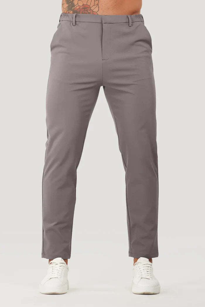 Men's Slim Fit Chino Pants with Elastic Waistband and Side Pockets Skorter