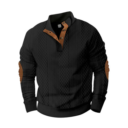 Men's stylish knit sweater with modern button design and textured fabric Skorter