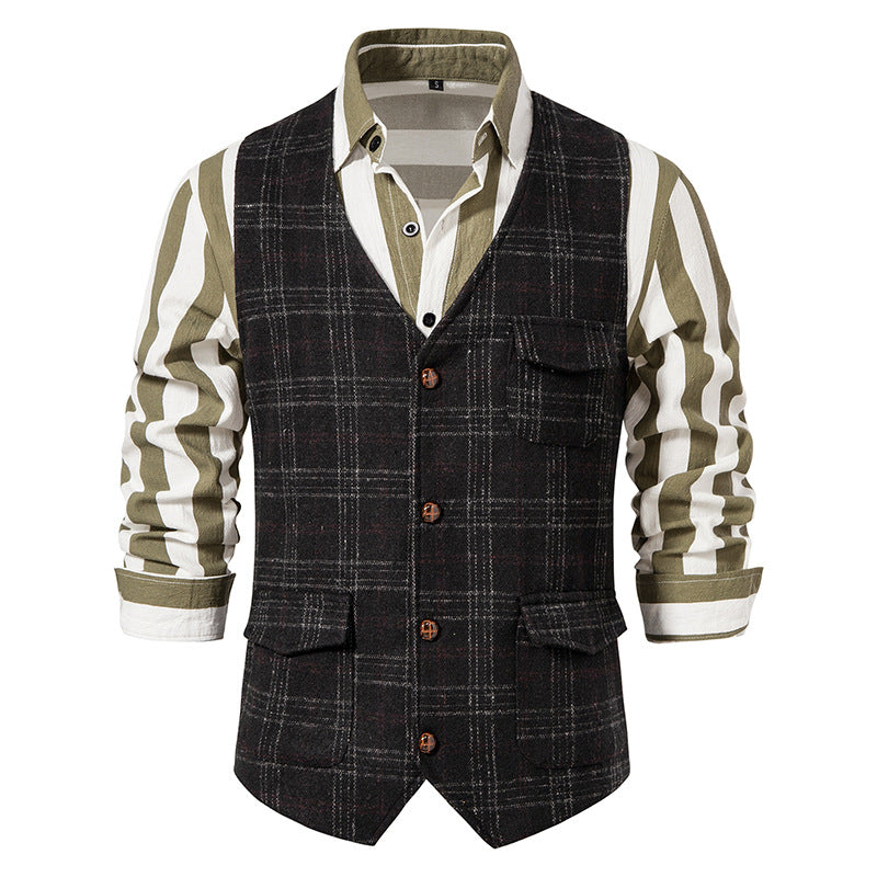 Men's waistcoat with check pattern and practical pockets Skorter