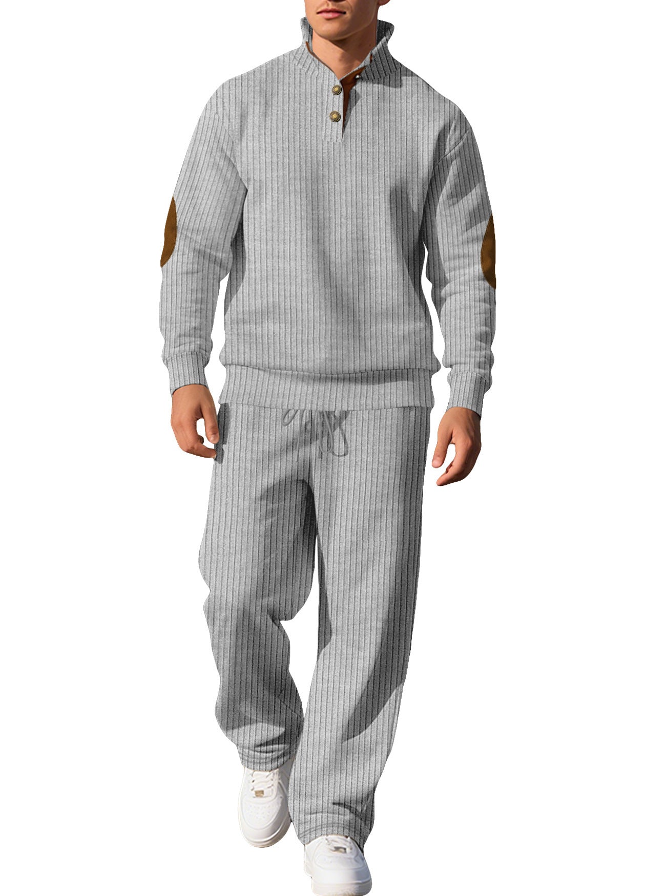 Men's sporty sweatshirt with innovative button placket design and fashionable accents Skorter