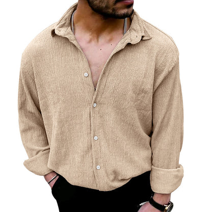 Men's timeless long-sleeve shirt with textured upper material and modern collar Skorter