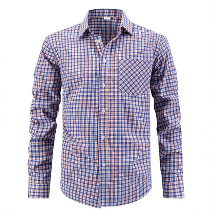 Men's stylish checkered shirt with chest pocket and elegant fit Skorter