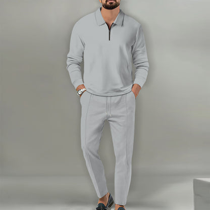 Men's sporty sweater with zipper and elegant slim-fit pants Skorter