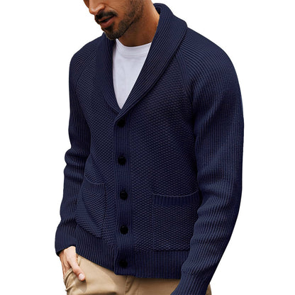 Men's cardigan with textured design and practical shawl collar Skorter