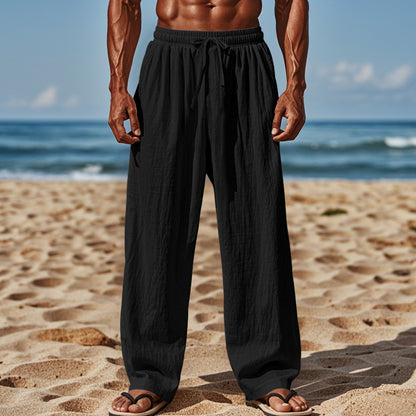 Men's airy beach pants with elastic waistband and practical side pockets Skorter