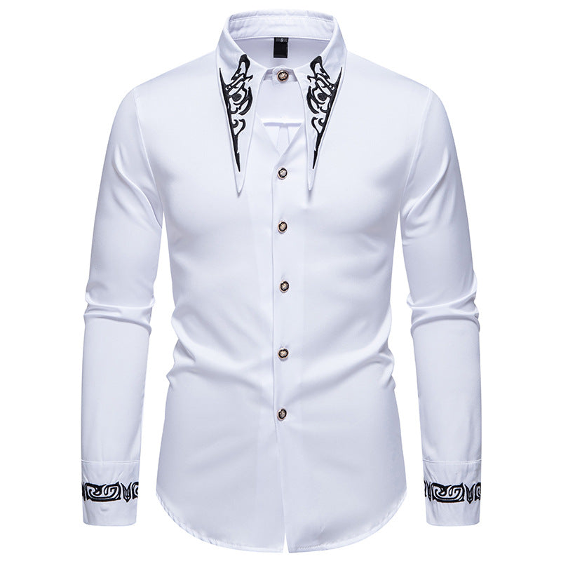 Men's Long Sleeve Shirt with Ornamental Accents Skorter