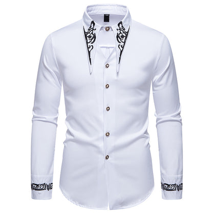 Men's Long Sleeve Shirt with Ornamental Accents Skorter